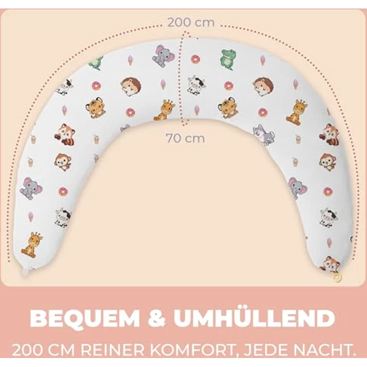 Stillkissen Schwangerschaftskissen XXL 200x70cm Lagerungskissen für Baby/Erwachsene Kissen für Schwangere Seitenschläferkissen mit Bezug aus Baumwolle Ergonomisch & Multifunktional 100% Waschbar – Bild 8