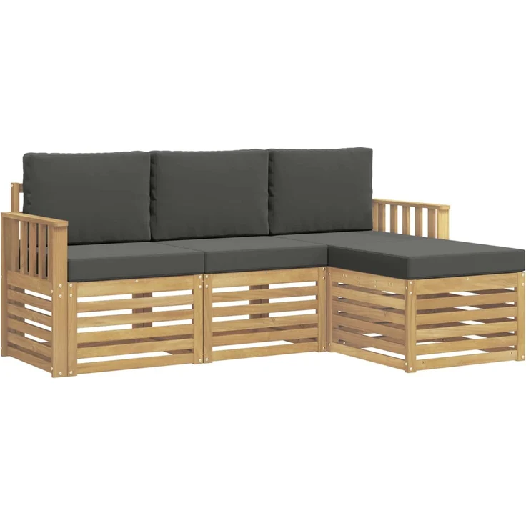 vidaXL Outdoor-Sofagarnitur 4 stk. 4-Sitzer Weiß und Anthrazit 3391627 – Bild 2