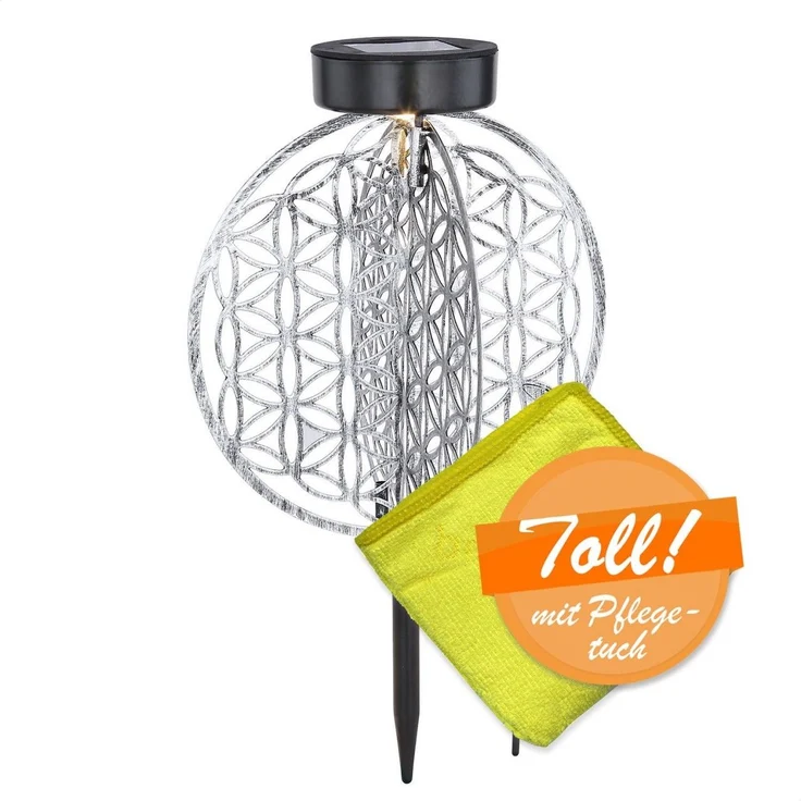 Solarleuchte Garten Scheibe 20cm Solarlampe Außen Leuchte Solar mit Pflegetuch – Bild 8