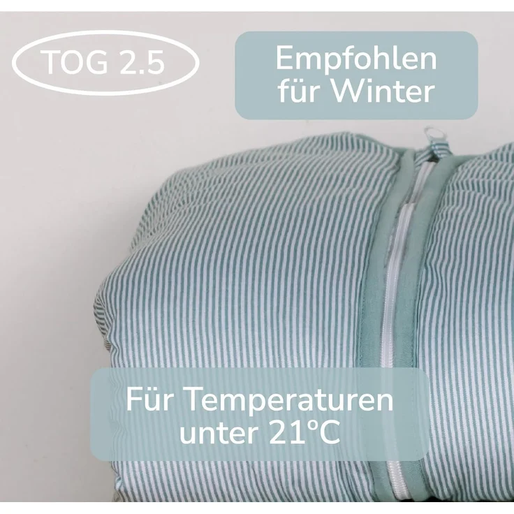 molis&co - Baby schlafsack mit Füßen - Ideal für den Winter - Babyschlafsack mit Beinen 2,5 tog - 100% Baumwolle (Oeko-TEX 100), Premium Qualität - Blue Surf (70 cm) – Bild 4