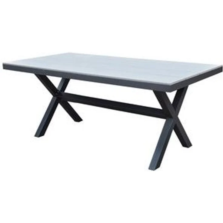 osoltus Gartentisch X Leg Aluminium Kunststoffholz 180 x 90 cm Ash Grey – Bild 6