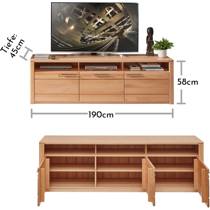 Wohnwand >Nature One< (3-teilig) Kernbuche teilmassiv - 320x170x45cm (BxHxT) – Bild 4