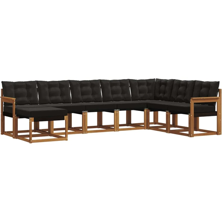 vidaXL Outdoor-Sofagarnitur 8 stk. 8-Sitzer Natur und Schwarz 3368947 – Bild 2