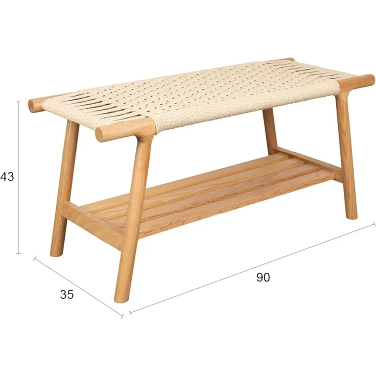 Sitzbank Kintaro aus Eiche | Japandi-Design mit Seilgeflecht – Bild 3