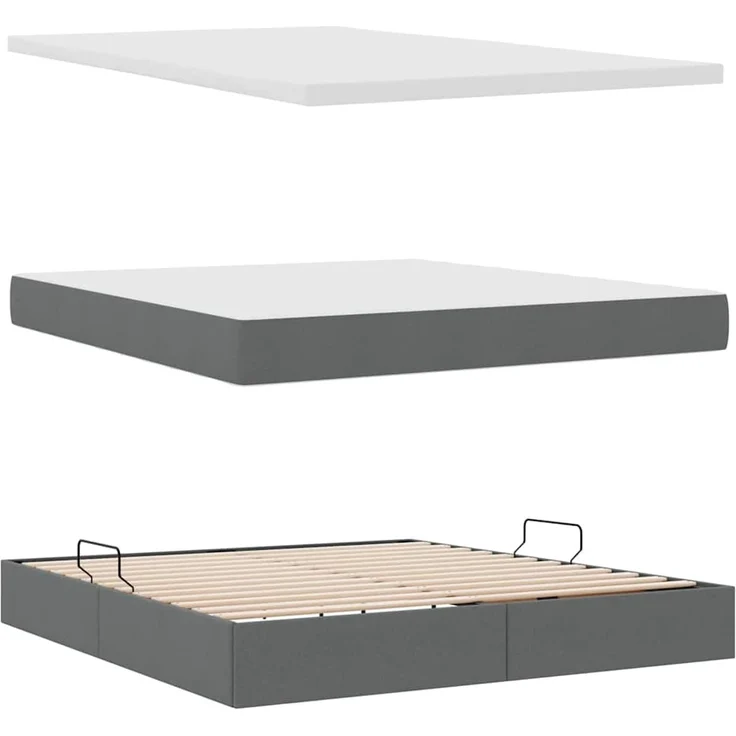 vidaXL LED-Speicherbett mit Matratze Dunkelgrau 180 x 200 cm Stoff 3371161 – Bild 9