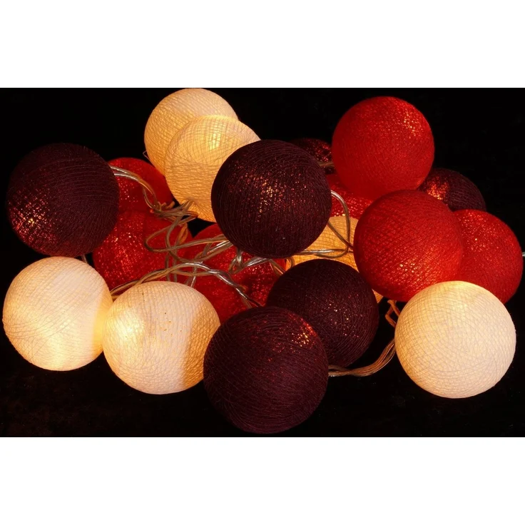 Guru-Shop LED-Lichterkette Stoff Ball Lichterkette, 20`er LED Kugel.. – Bild 4