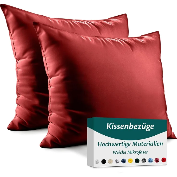 Kissenbezug 50x50 Mikrofaser Premium 2er Set Kissenhülle Deko für Kissen Sofa/Bett Stoff Superweicher Resistent Hypoallergen Anti-Milben Atmungsaktiv Kopfkissenbezug mit Verdecktem Zip Voll Waschbar