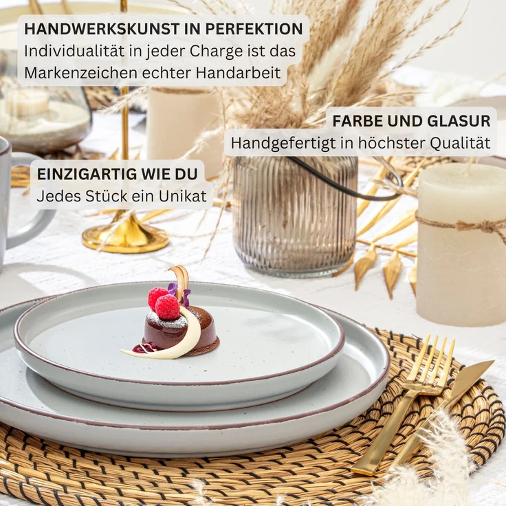 SÄNGER Steingut Dessertteller Bombay Stone 4 teilig – Bild 5