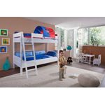 Relita Etagenbett Stefan Buche massiv weiß lackiert mit Tunnel blau/rot