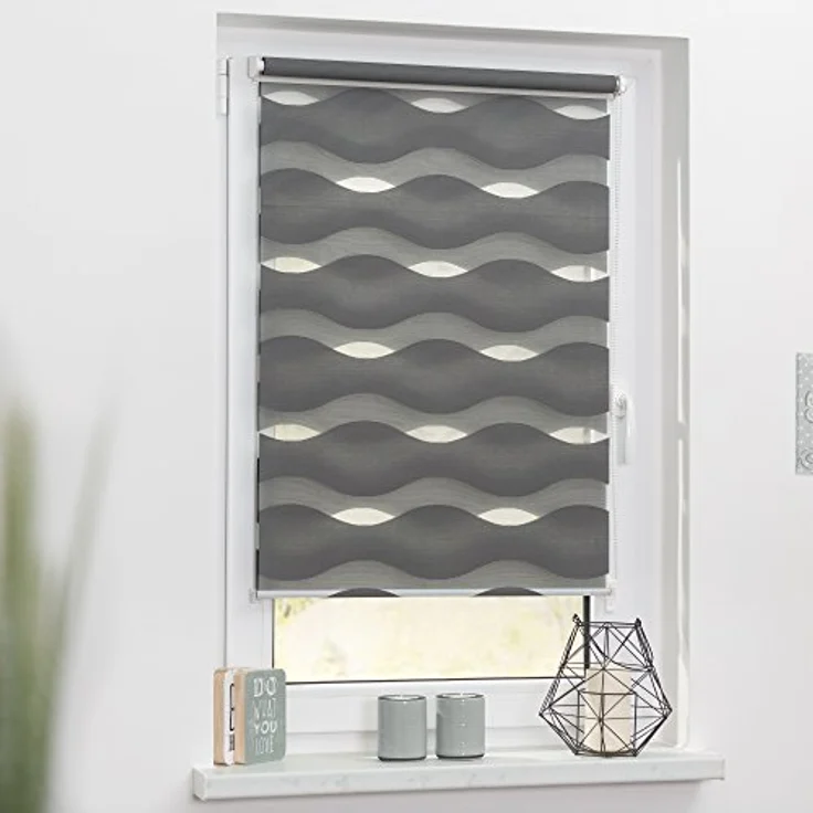 Lichtblick Sonnenschutzsysteme GmbH Doppelrollo Stockholm 45 cm x 150 cm (BxL) Anthrazit Duo Rollo in extravagantem Stil; Klemm- und schraubbar; Lichtdurchlässig und blickdicht – Bild 5