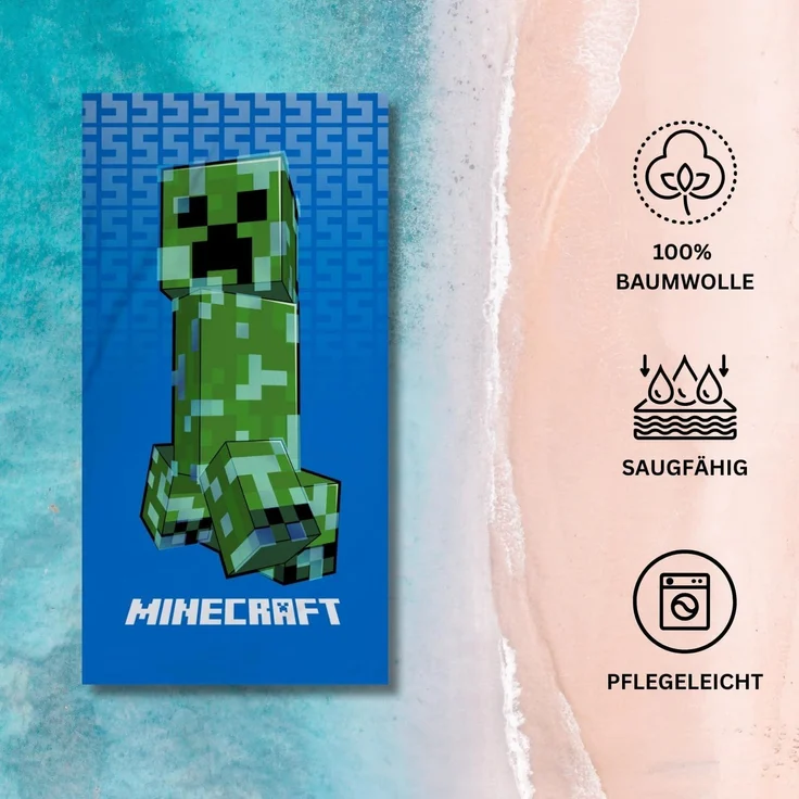 Minecraft Strandtuch Minecraft Badetuch Creeper Strandtuch – Bild 3