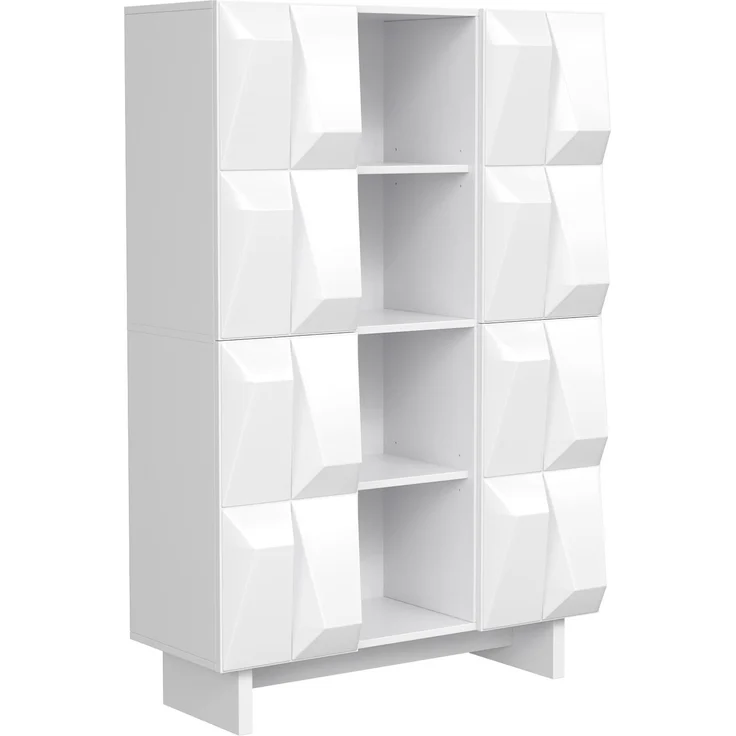 DESVIAE Garderobenschrank Weiß aus Spanplatte – 90,5x135,5x34 cm – 4 Türen, 12 Fächer – Bild 8