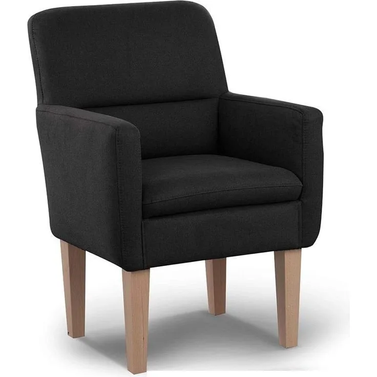 CAVADORE Diningsessel Kira / Polstersessel für Küche, Esszimmer oder Wohnküche / Passend zur Küchengarnitur Kira / Leichte Fleckenentfernung dank Soft Clean / 66 x 96 x 71 / Flachgewebe: Schwarz