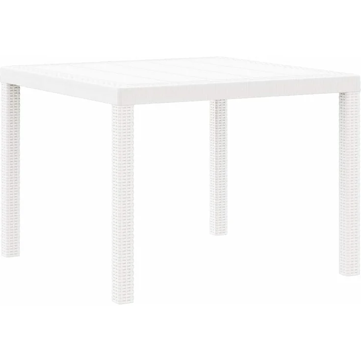 vidaXL Gartentisch Weiß 100 x 100 x 73 cm Poly-Rattan 871682 – Bild 2