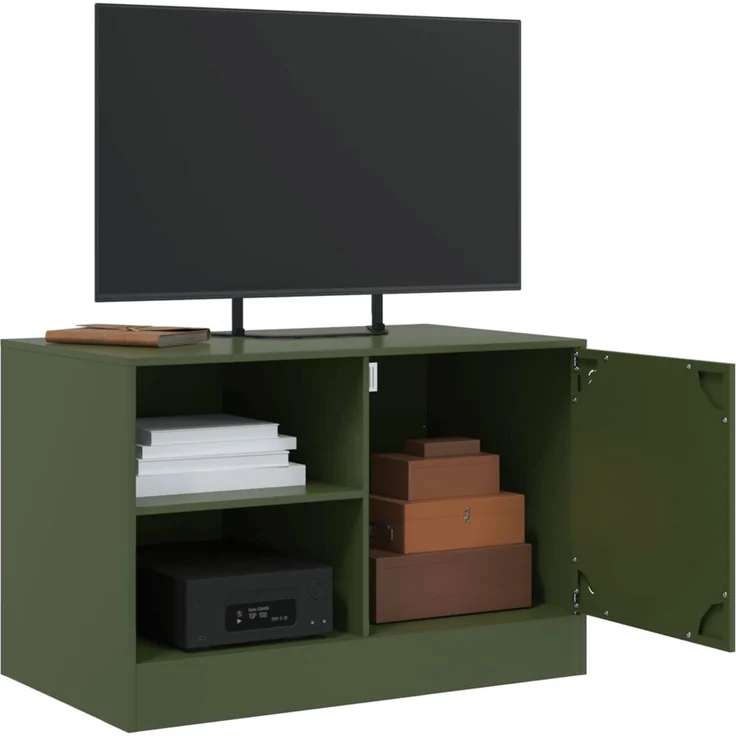 2 pcs TV-Schrank, Lowboard Olivgrün 67x39x44 cm Stahl – Bild 4