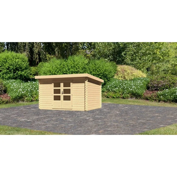 Gartenhaus Bastrup 7 - 357x297 cm, 28 mm Holz naturbelassen, Karibu – Bild 2