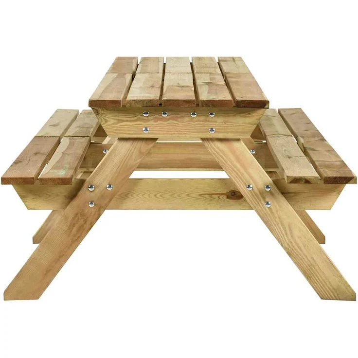 Gartentische, Picknicktisch mit Bänken 220 x 122 x 72 cm Kiefernholz Imprägniert – Bild 3
