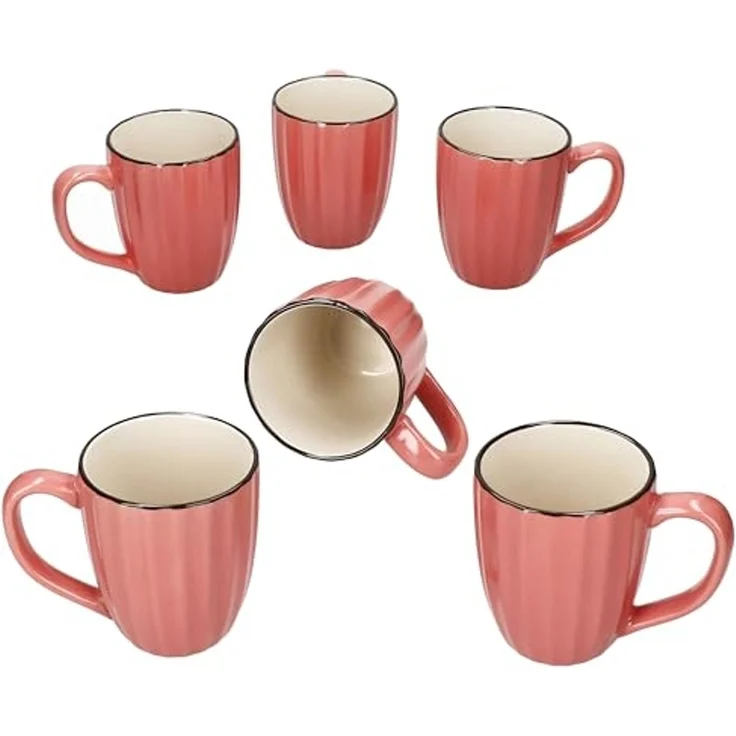 MÄSER Tasse Mäser OSITA Rose Weiß 6x Kaffeebecher 300ml rosa Steingut-Tassen, Steingut – Bild 2