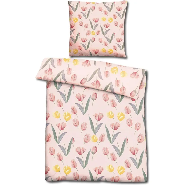 CloudComfort Basic Mikrofaser Bettwäsche Tulpen 135x200 + 80x80 cm