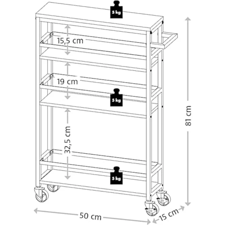 KESPER 24856-13 Nischenregal, grau aus FSC-zertifizierte Spanplatte / Regal / Rollregal – Bild 3