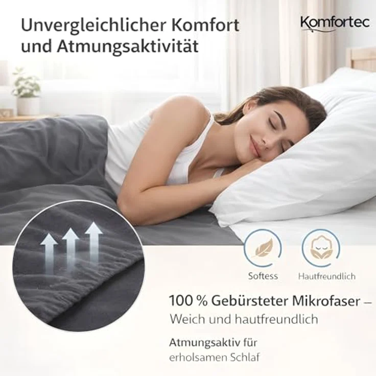 Komfortec Mikrofaser Spannbettlaken 200x200 cm – Weiches Spannbetttuch mit Rundumgummi – Fitted Sheet für Matratzen bis 30 cm – Anthrazit – Oeko-Tex – Pflegeleicht & Hautfreundlich – 90g/m² – Bild 4
