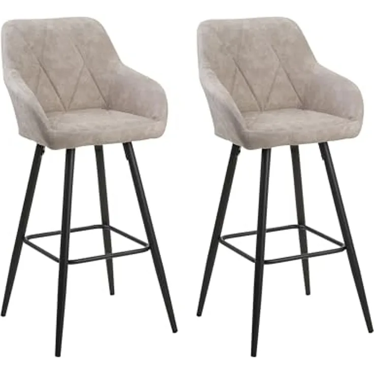 Beliani 'Darien' Barstuhl, 2er Set, Stoff, 103 x 54 x 50 cm, Beige