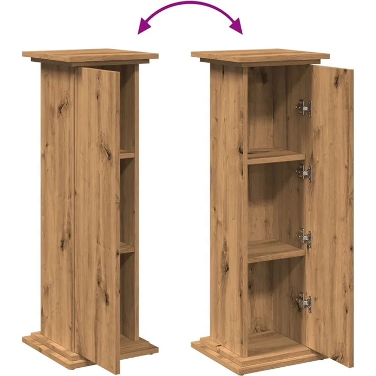 vidaXL Postament mit Stauraum, Holzwerkstoff, Eiche handwerklich, 31 x 30 x 90 cm – Bild 8