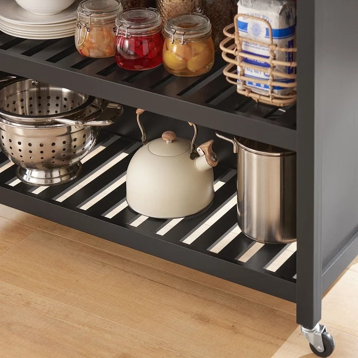 SoBuy FKW74-SCH Kücheninsel, MDF, Lackiert, Schwarz, 98 x 94 x 58 cm – Bild 4