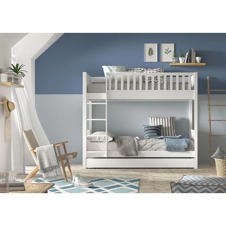 Etagenbett Karyl 208x105x175 Hochbett Massivholz Weiß – Bild 2