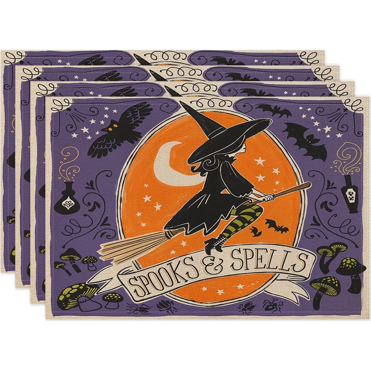 ABC Halloween-Platzset aus Leinen, wärmeisolierend, 30 x 45 cm – Bild 3