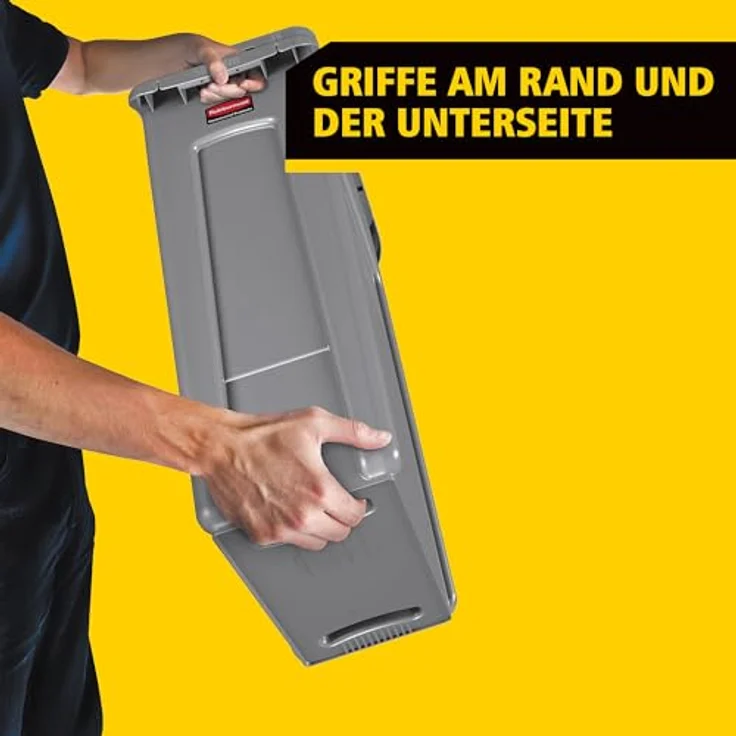 Rubbermaid Abfallbehälter Slim Jim mit Lüftungskanälen,blau zur Mülltrennung von Recycling-Abfällen, rechteckig, ohne Deckel, Fassungsvermögen: 87 Liter, versehen mit RecyclingLogo, strapazierfähiger Vollkunststoff, leichte Reinigung, Haltepunkte am Bo... – Bild 5