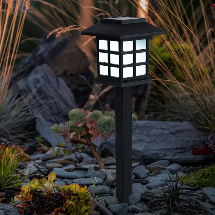 LED Solarleuchte, schwarz, Laterne, Höhe 38 cm – Bild 2