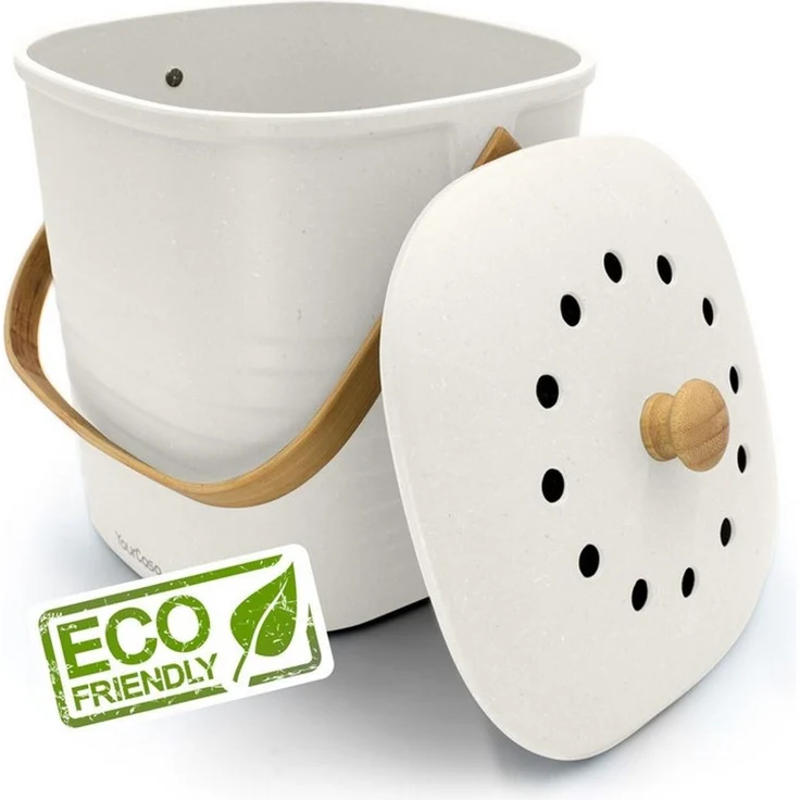 YourCasa Biomülleimer YourCasa® Biomülleimer Küche Klein 4L nachhaltig mit Akivkohlefilter, Fassungsvermögen 4 Liter, Nachhaltige Materialien – Bild 5