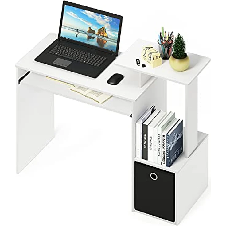 Furinno Econ Mehrzweck Home Office Computer Schreibtisch mit Ablage und Einschub, holz, Weiß/schwarz, 40. 01x40. 01x86. 61 cm – Bild 10