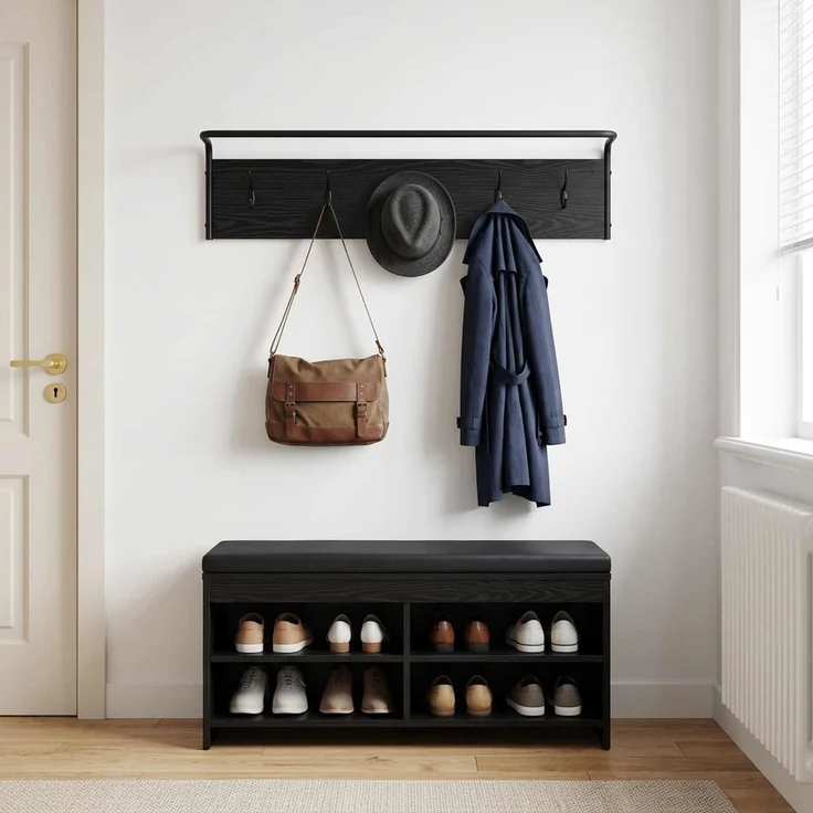 vidaXL Garderobenständer 100 x 30 x 25 cm Schwarz Eichen-Optik 8014088 – Bild 1