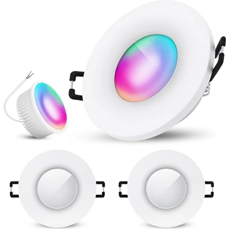 SSC-LUXon 3x BEDA Bad Einbaustrahler, IP65 dimmbar Smart mit WiFi RGB & Weißtönen, kompatibel mit Alexa, Siri & Google – Bild 1