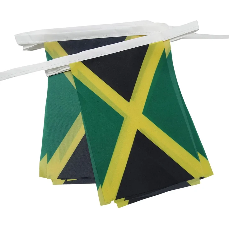 AZ FLAG - Fahnenkette Jamaika 6 Meter Mit 20 Flaggen - 21x14 cm - Jamaikanische Girlande Flaggenkette 14x21 cm