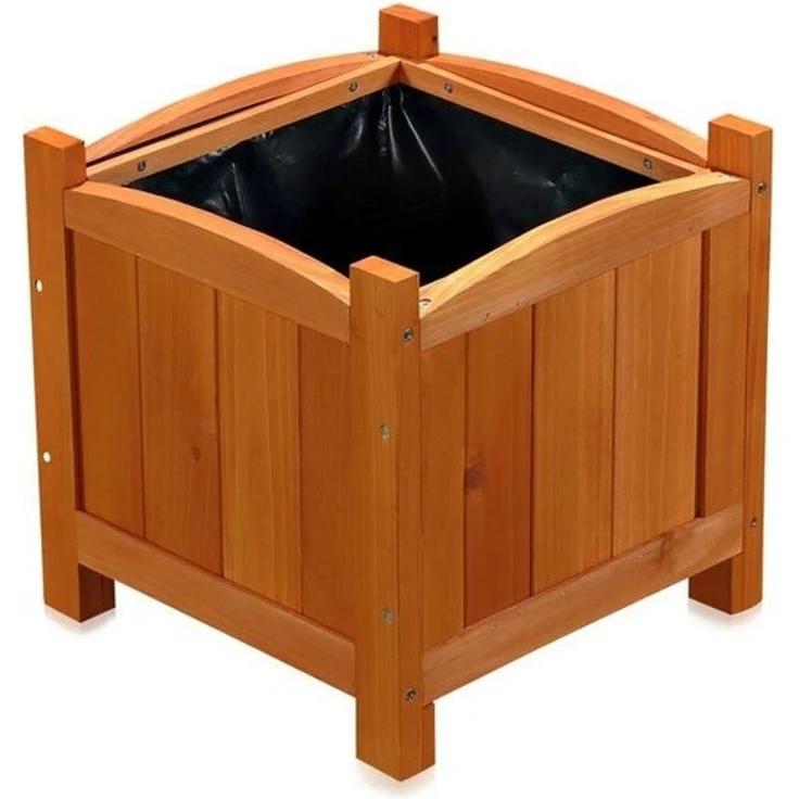 Melko Pflanzkübel Blumenkasten Blumentopf Pflanztrog aus Holz in Braun Blumenständer (Stück, 1 St, Blumenkübel), Fichtenholz – Bild 4