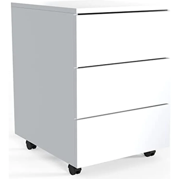 MID.YOU Rollcontainer, Weiß, Holzwerkstoff, 3 Schubladen, erweiterbar, griffloses Öffnen, 39x55x45 cm – Bild 4