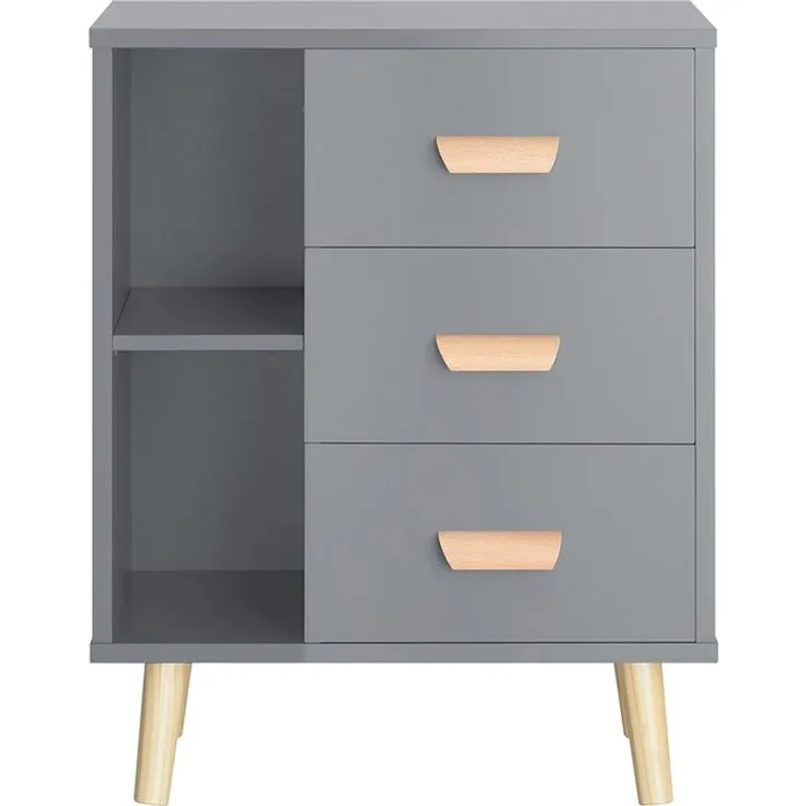 SoBuy FBT95-HG Nachttisch, MDF, Lackiert, Grau, 45 x 60 x 35 cm