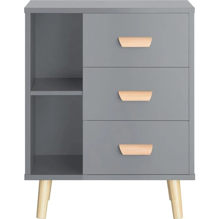 SoBuy FBT95-HG Nachttisch, MDF, Lackiert, Grau, 45 x 60 x 35 cm – Bild 1