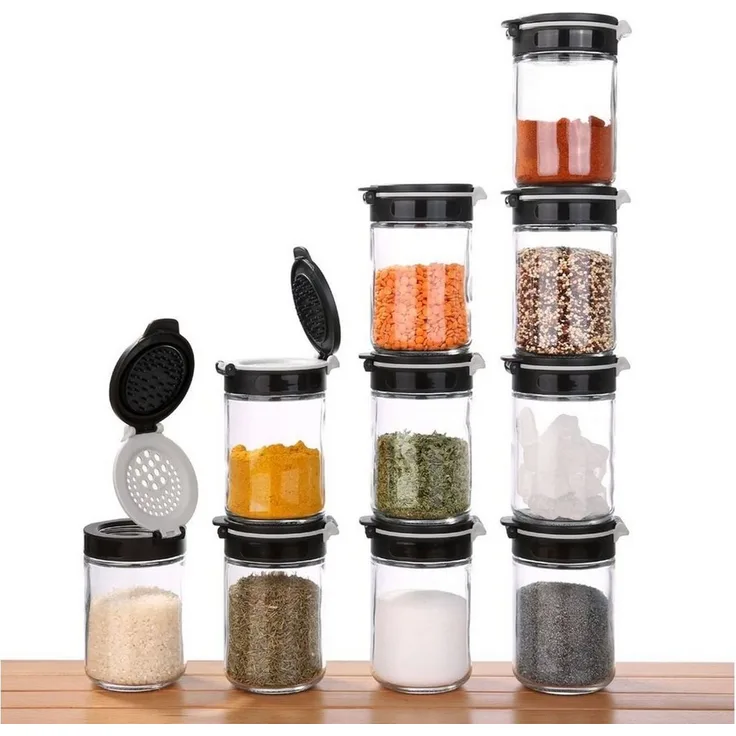 yourGEAR Gewürzstreuer your GEAR Gewürzstreuer Double-Flip - 10 Gewürzdosen à 200 ml aus Glas
