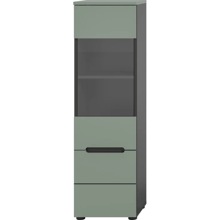 Vitrine (B/H/T: 36x125x33 cm) in Smoke Green Nachbildung – Bild 2