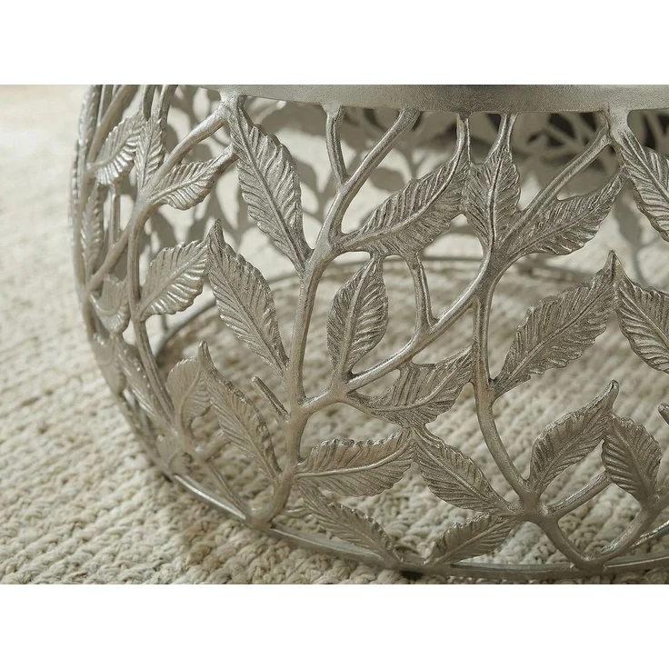 FINEBUY Couchtisch FB73714 60cm Silber Marmor Sofatisch Beistelltisch Wohnzimmertisch Alu (Natürliche Materialien treffen auf modernes Design), Runder Tisch mit stilvoller und stabiler Bauweise – Bild 5