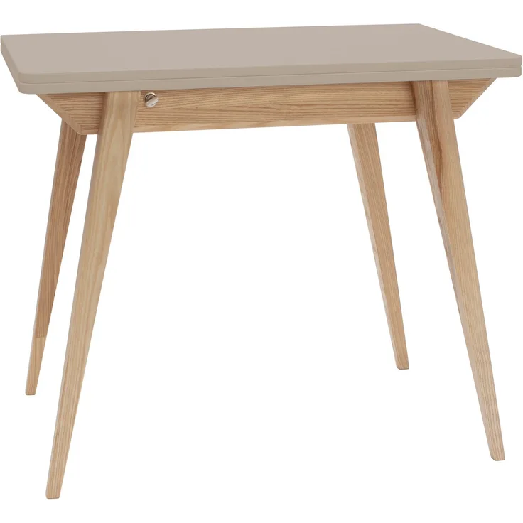 Ragaba rechteckiger ausziehbarer Tisch, MDF & Massives Eschenholz, 90x65 cm, Braun Beige
