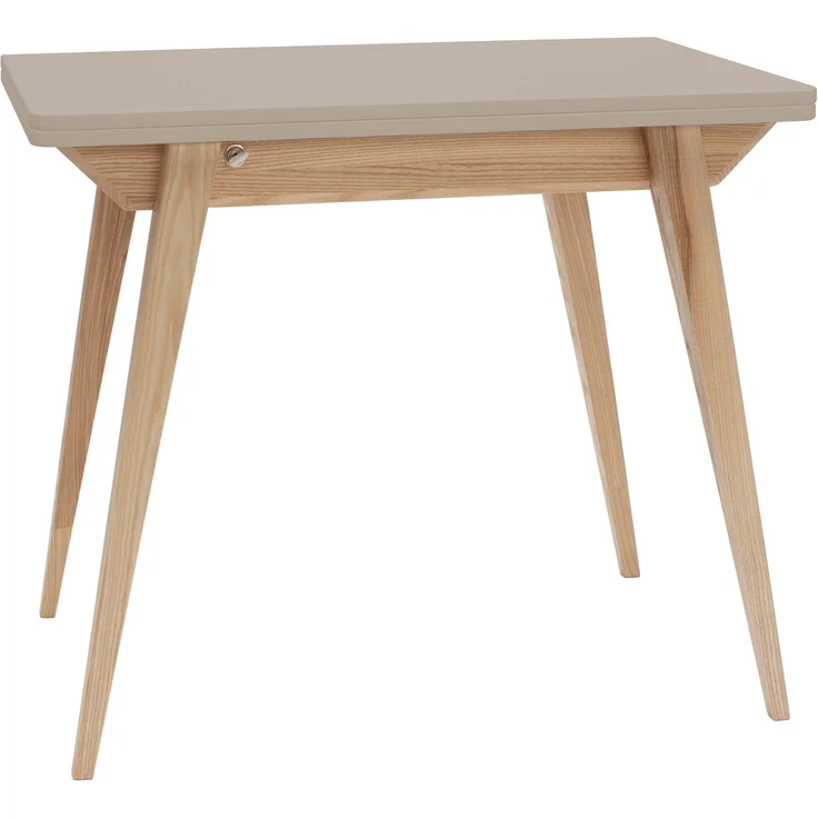Ragaba rechteckiger ausziehbarer Tisch, MDF & Massives Eschenholz, 90x65 cm, Braun Beige – Bild 1