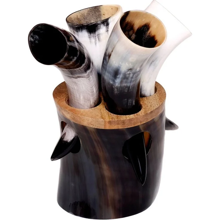 Brillibrum Bierkrug Trinkhorn Becher echtes Kuhhorn Horn Bierkrug Mittelalter – Bild 3