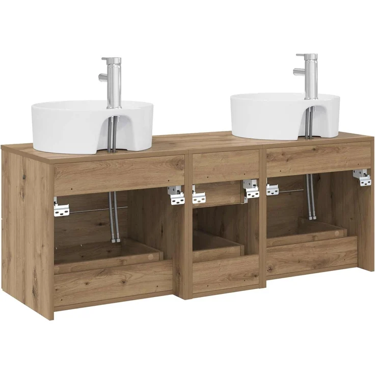 vidaXL Badezimmerschrank-Set 3 stk. Artisan-Eiche 129 x 44,5 x 82 cm 3405890 – Bild 7
