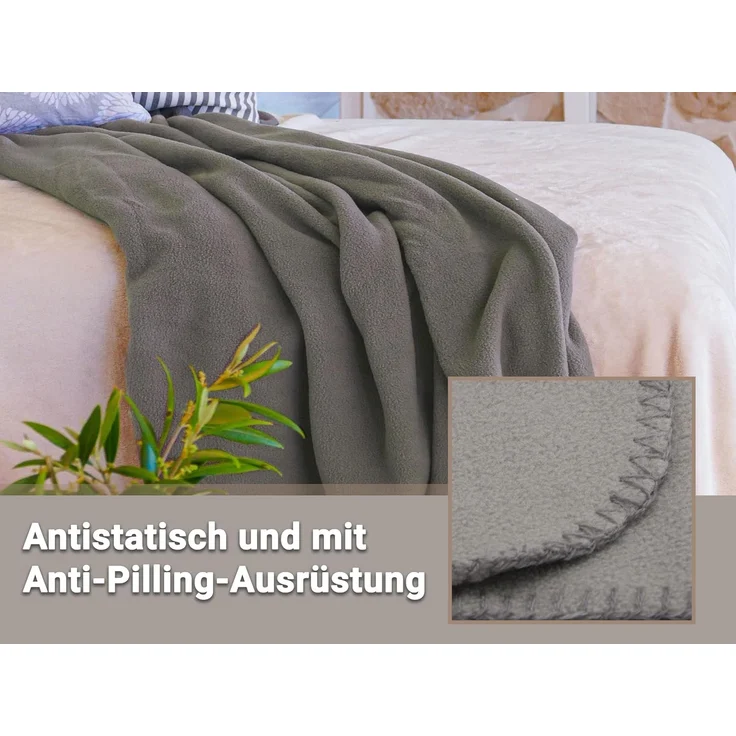 ZOLLNER Kuscheldecke, 130x170 cm, taupe (grau) – Bild 5