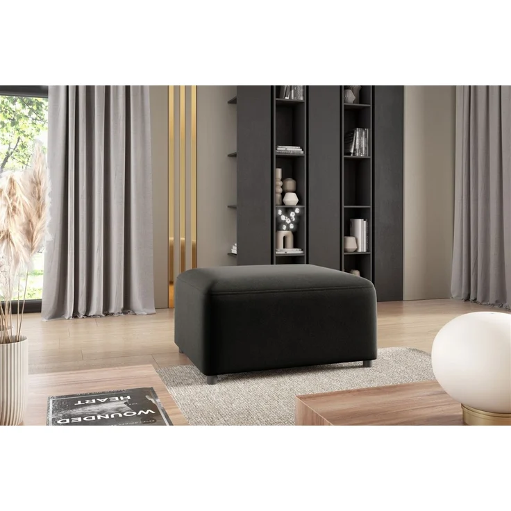 Polsterhocker Designerhocker Hocker MEGAN in Stoff Salvador Schwarz – Bild 1